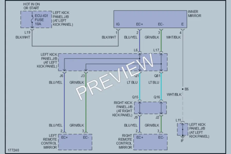 2003 Lexus LX470 Power Mirrors wiring diagram preview