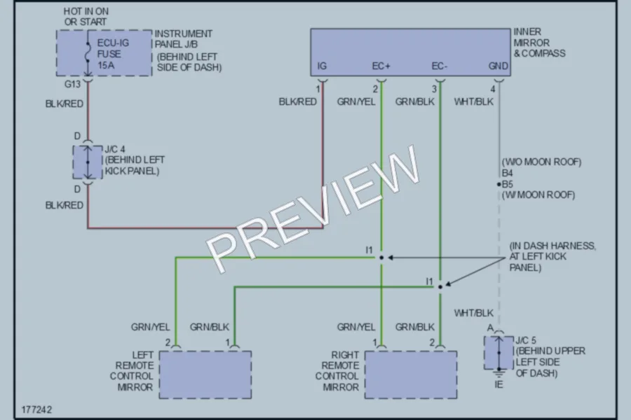 2003 Lexus RX300 Power Mirrors wiring diagram preview