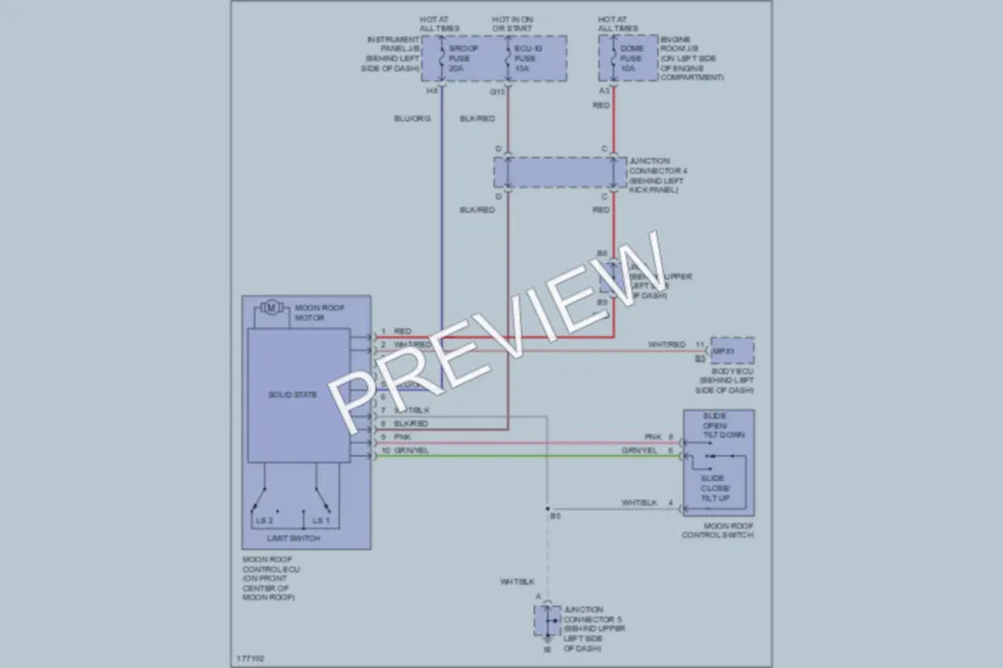 2003 Lexus RX300 Power Top Sunroof wiring diagram preview