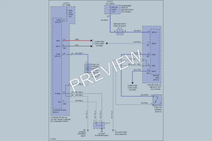 2003 Lexus SC430 Trunk Tailgate Fuel Door wiring diagram preview