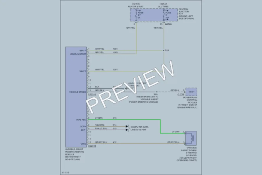 2003 Lincoln Aviator Electronic Power Steering wiring diagram preview
