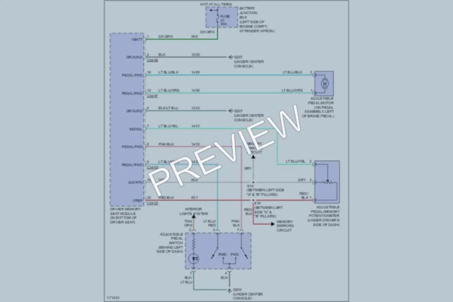 2003 Lincoln Aviator Memory Systems wiring diagram preview