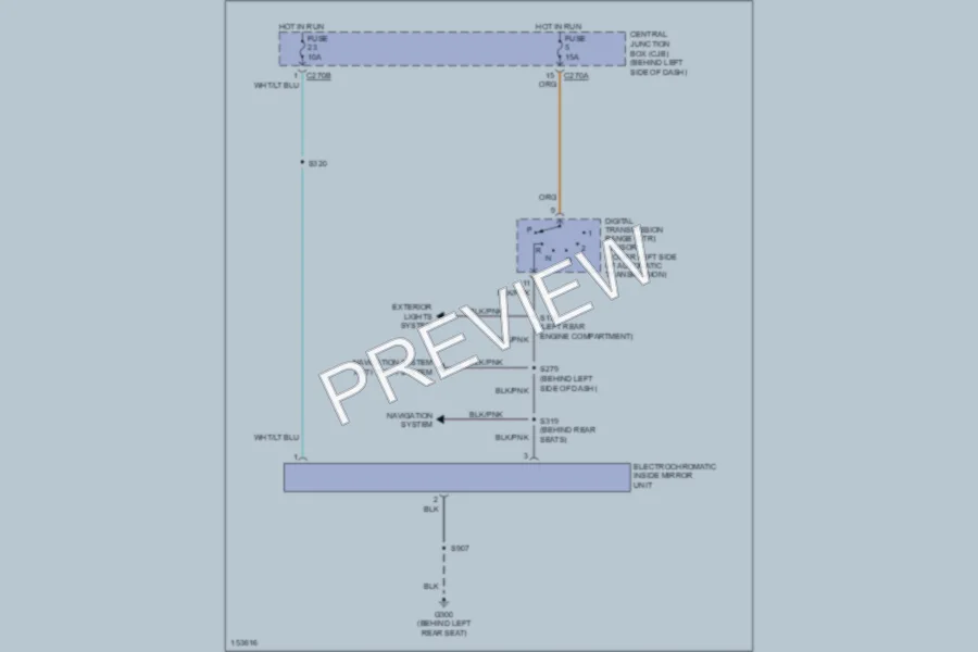 2003 Lincoln Blackwood Power Mirrors wiring diagram preview