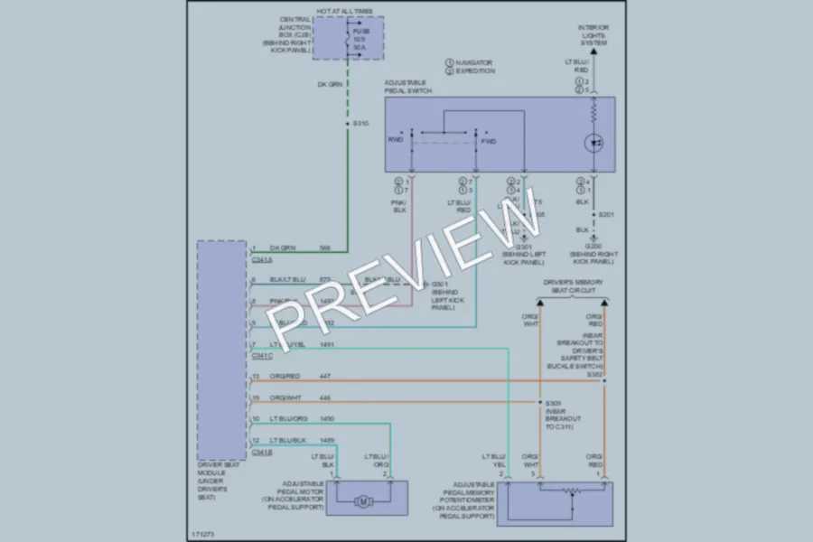2003 Lincoln Navigator Memory Systems wiring diagram preview