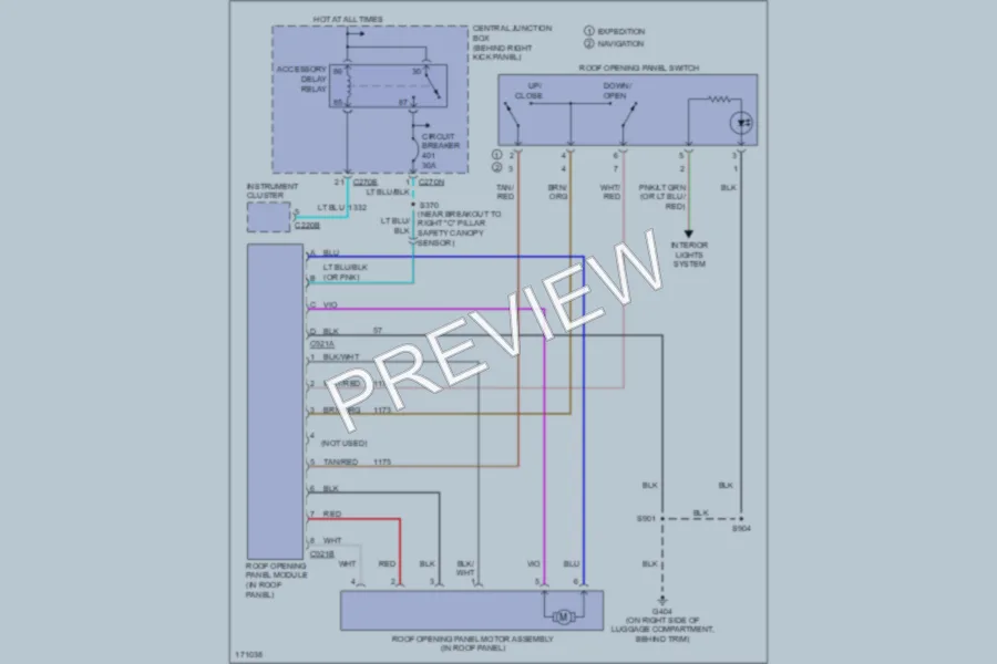 2003 Lincoln Navigator Power Top Sunroof wiring diagram preview