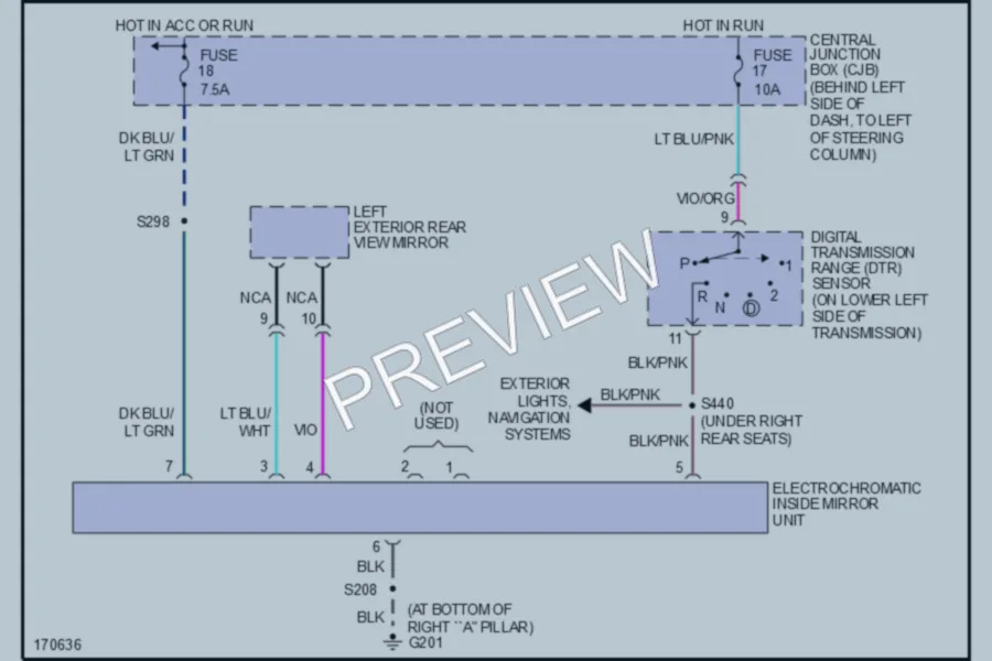 2003 Lincoln TownCar Power Mirrors wiring diagram preview