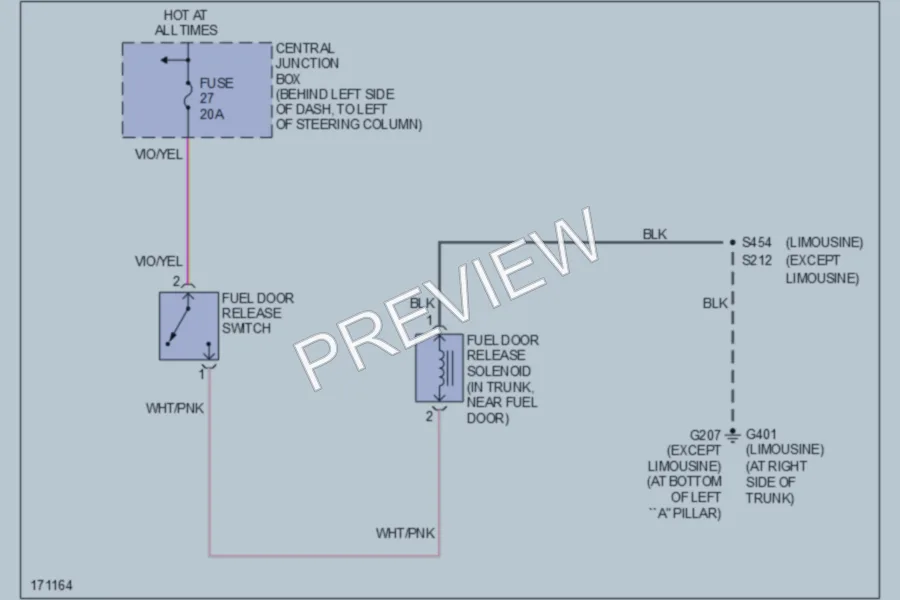 2003 Lincoln TownCar Trunk Tailgate Fuel Door wiring diagram preview
