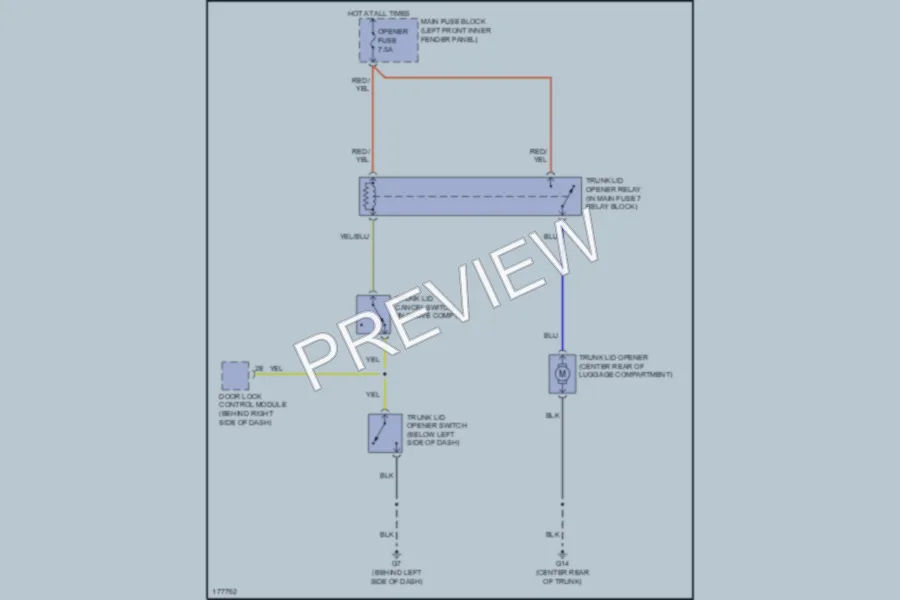 2003 Mazda 6 Trunk Tailgate Fuel Door wiring diagram preview