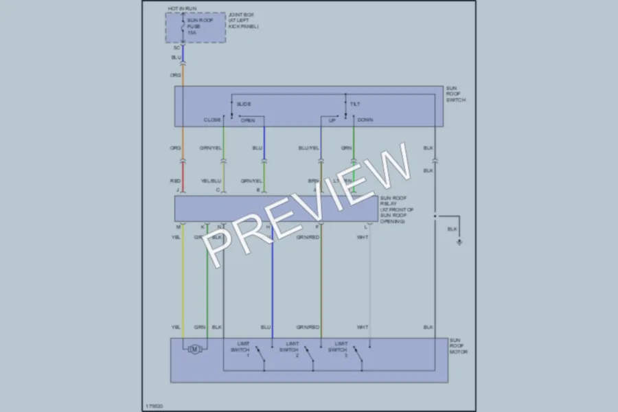 2003 Mazda MPV Power Top Sunroof wiring diagram preview