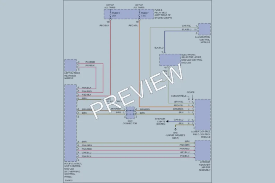 2003 MercedesBenz CLK430 Power Mirrors wiring diagram preview