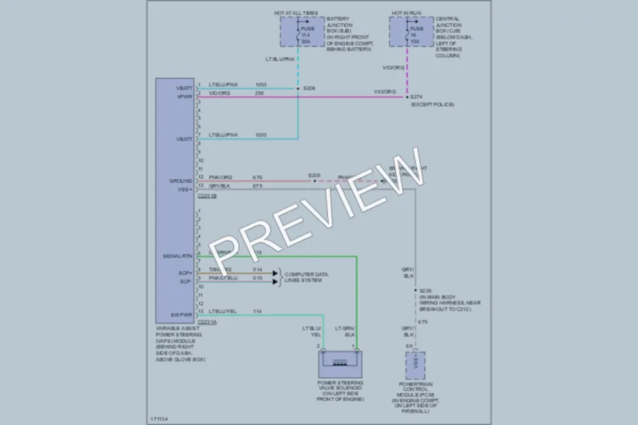 2003 Mercury Marauder Electronic Power Steering wiring diagram preview
