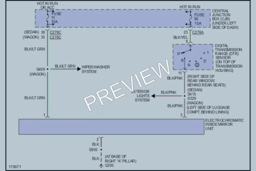 2003 Mercury Sable Power Mirrors wiring diagram preview