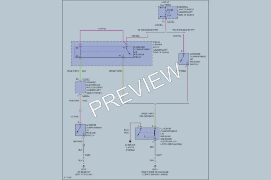 2003 Mercury Sable Trunk Tailgate Fuel Door wiring diagram preview