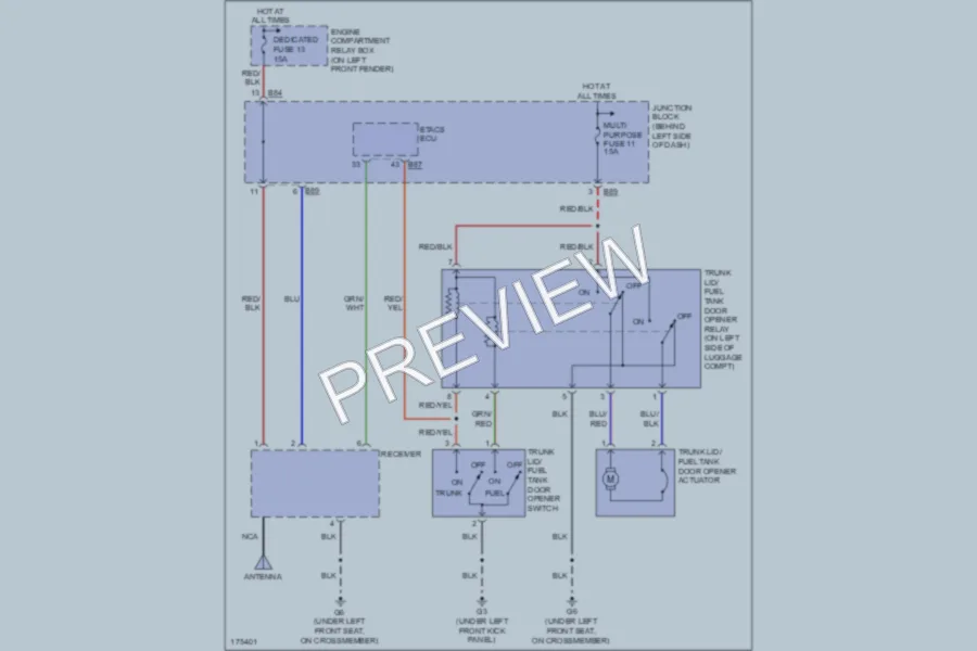 2003 Mitsubishi Diamante Trunk Tailgate Fuel Door wiring diagram preview
