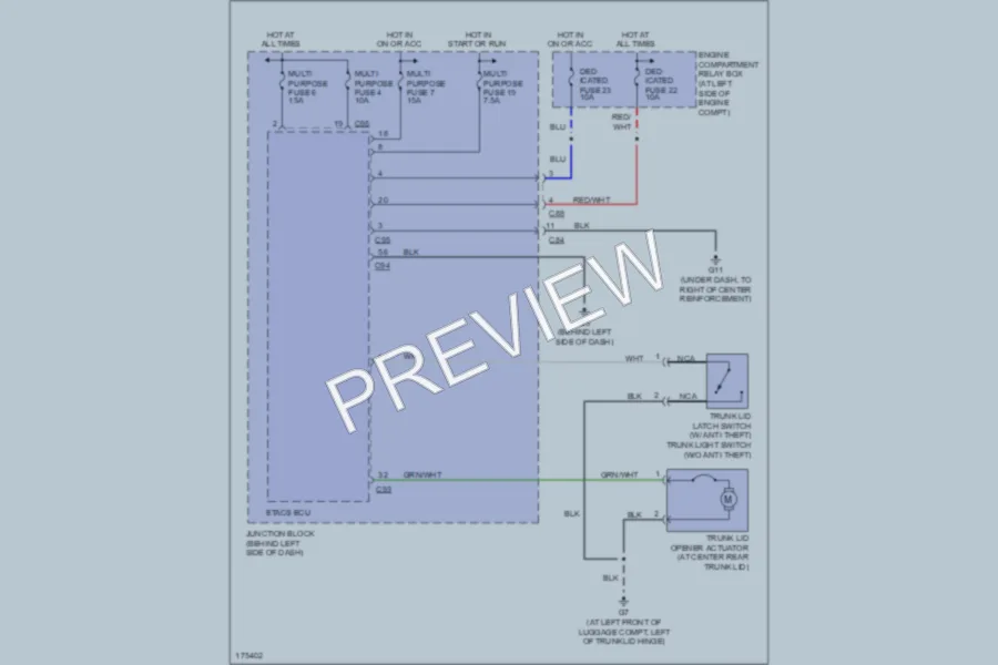 2003 Mitsubishi Galant Trunk Tailgate Fuel Door wiring diagram preview