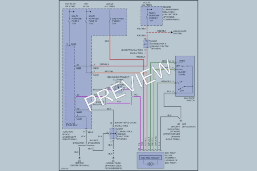 2003 Mitsubishi LancerEvolution Power Top Sunroof wiring diagram preview
