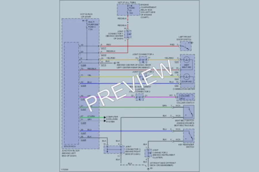 2003 Mitsubishi LancerEvolution Warning Systems wiring diagram preview