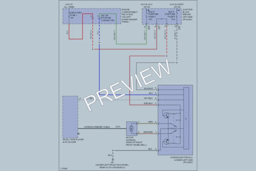 2003 Mitsubishi MonteroSport Power Antenna wiring diagram preview