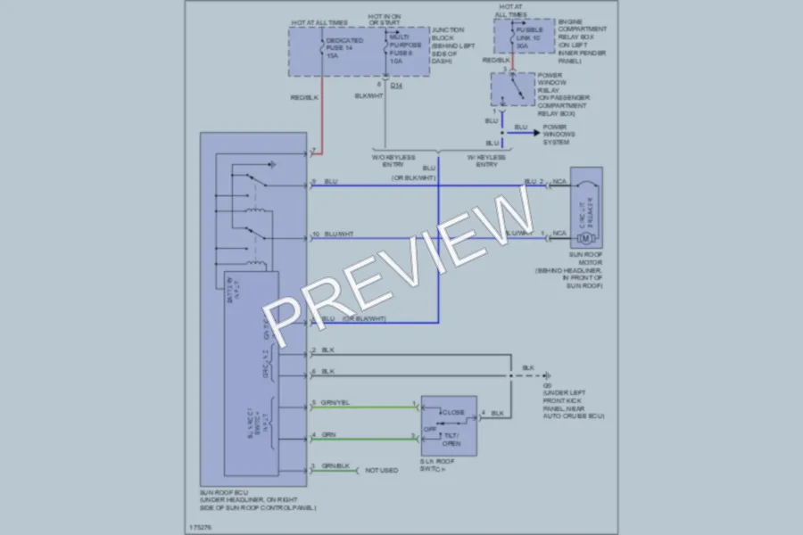 2003 Mitsubishi MonteroSport Power Top Sunroof wiring diagram preview