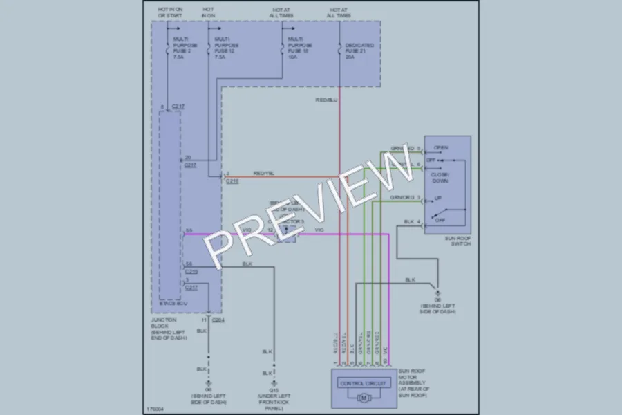 2003 Mitsubishi Outlander Power Top Sunroof wiring diagram preview