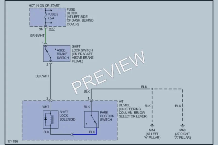 2003 Nissan Frontier Shift Interlock wiring diagram preview