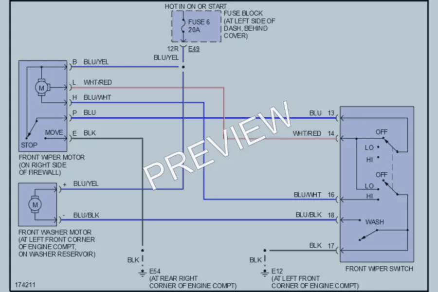 2003 Nissan Frontier Wiper Washer wiring diagram preview