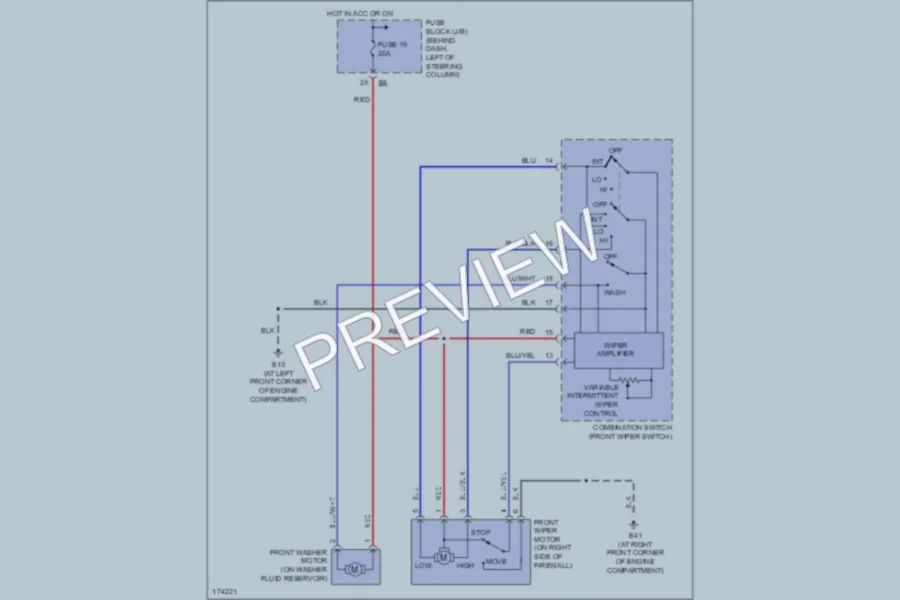 2003 Nissan Pathfinder Wiper Washer wiring diagram preview