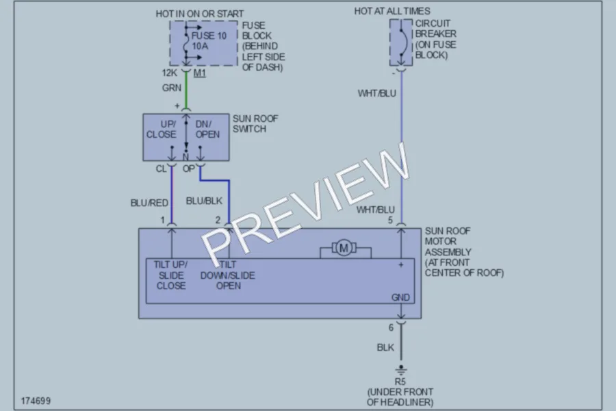 2003 Nissan Sentra Power Top Sunroof wiring diagram preview
