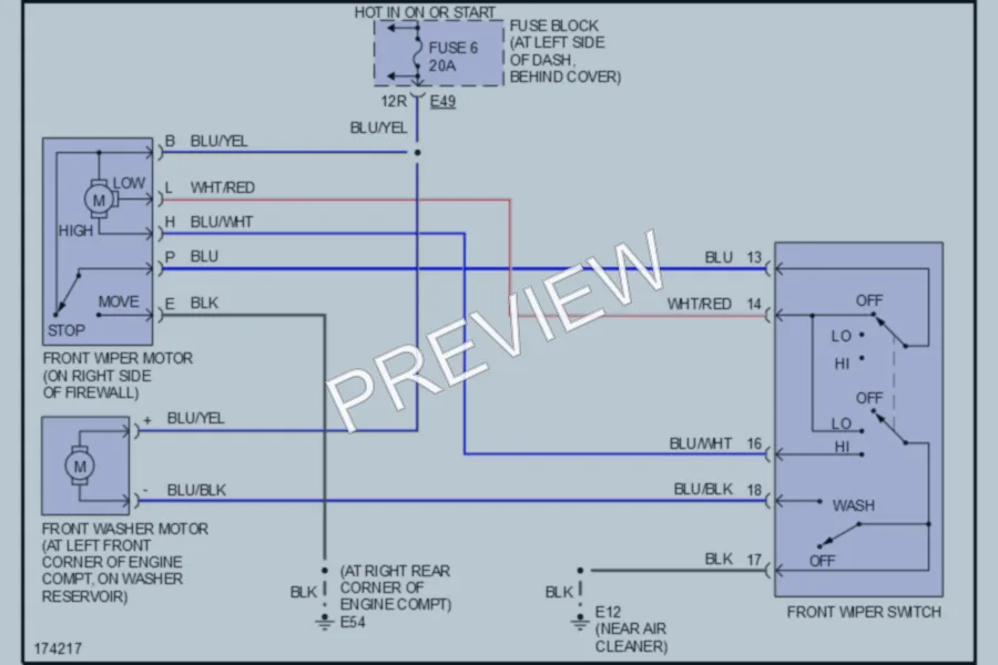 2003 Nissan Xterra Wiper Washer wiring diagram preview