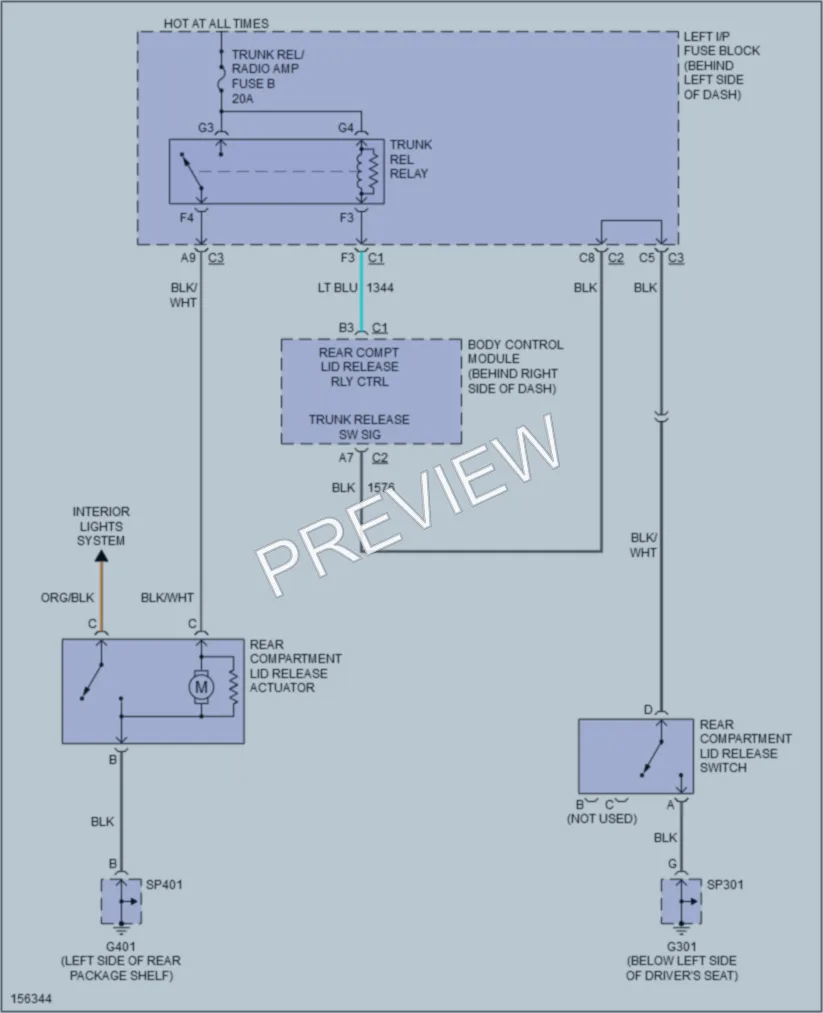2003 Oldsmobile Alero Trunk Tailgate Fuel Door wiring diagram preview