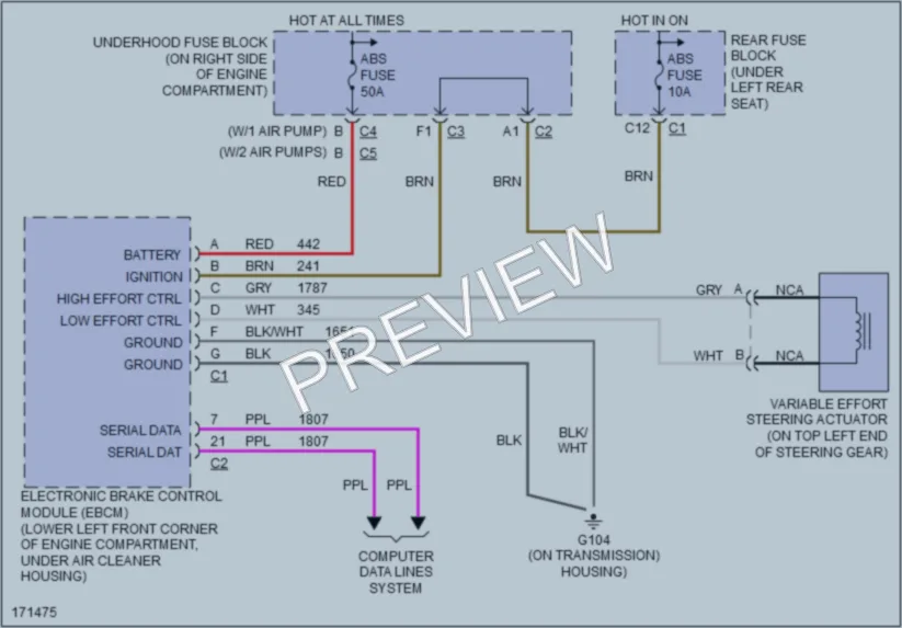 2003 Oldsmobile Aurora Electronic Power Steering wiring diagram preview