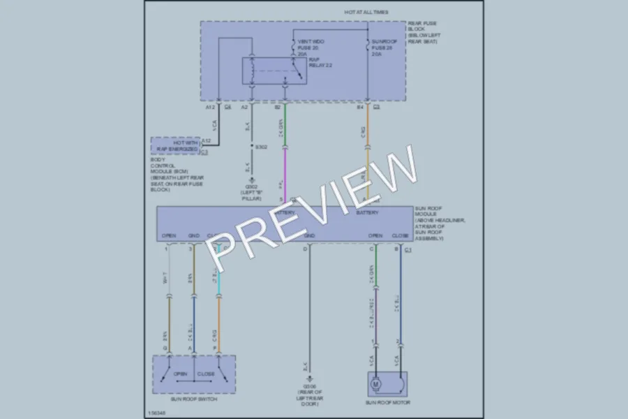 2003 Oldsmobile Bravada Power Top Sunroof wiring diagram preview