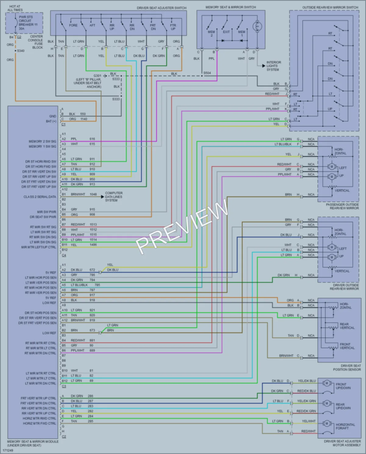 2003 Pontiac Aztek Memory Systems wiring diagram preview