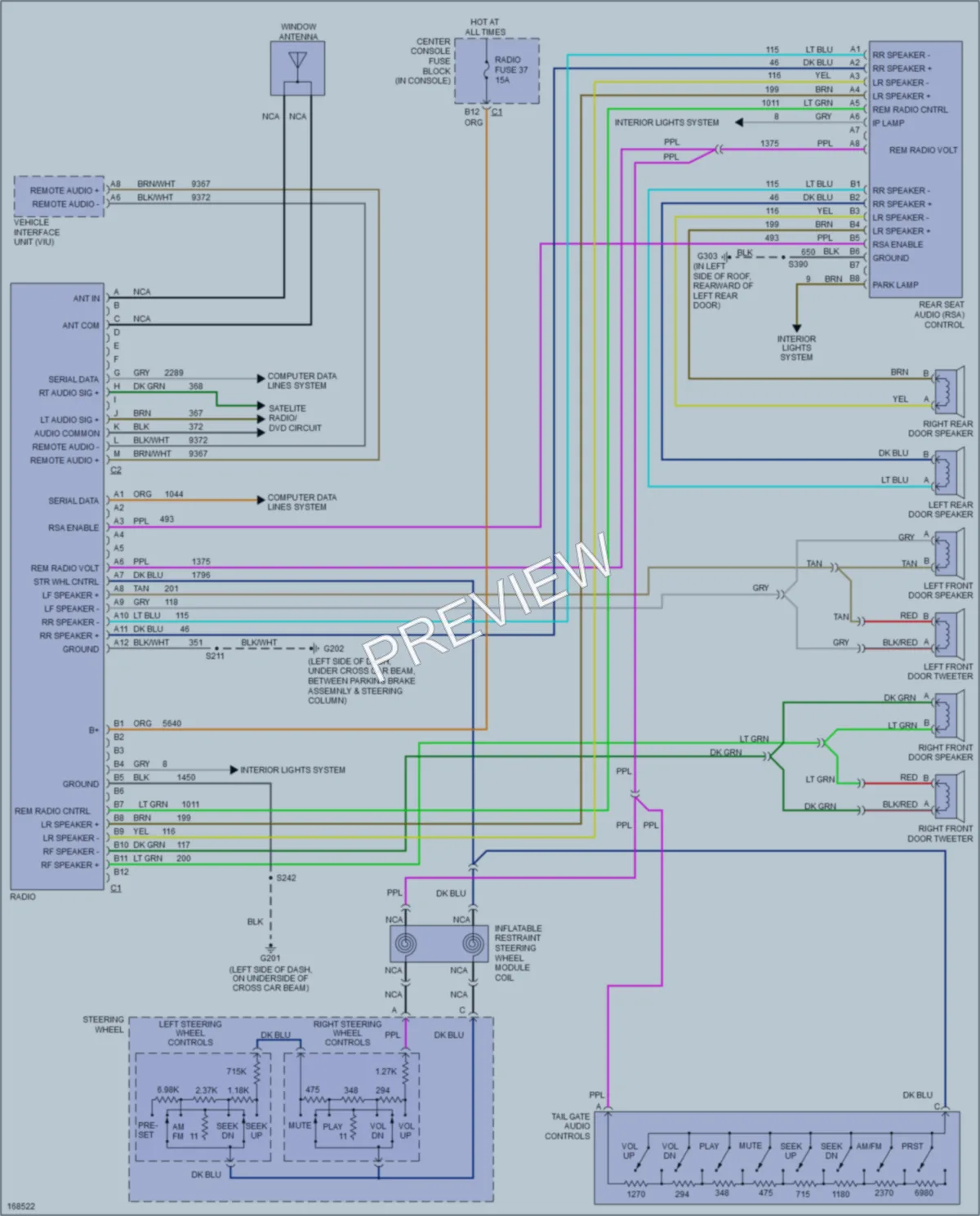 2003 Pontiac Aztek Radio wiring diagram preview