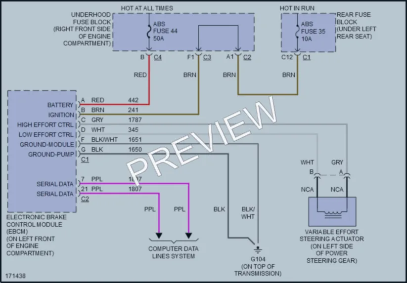 2003 Pontiac Bonneville Electronic Power Steering wiring diagram preview