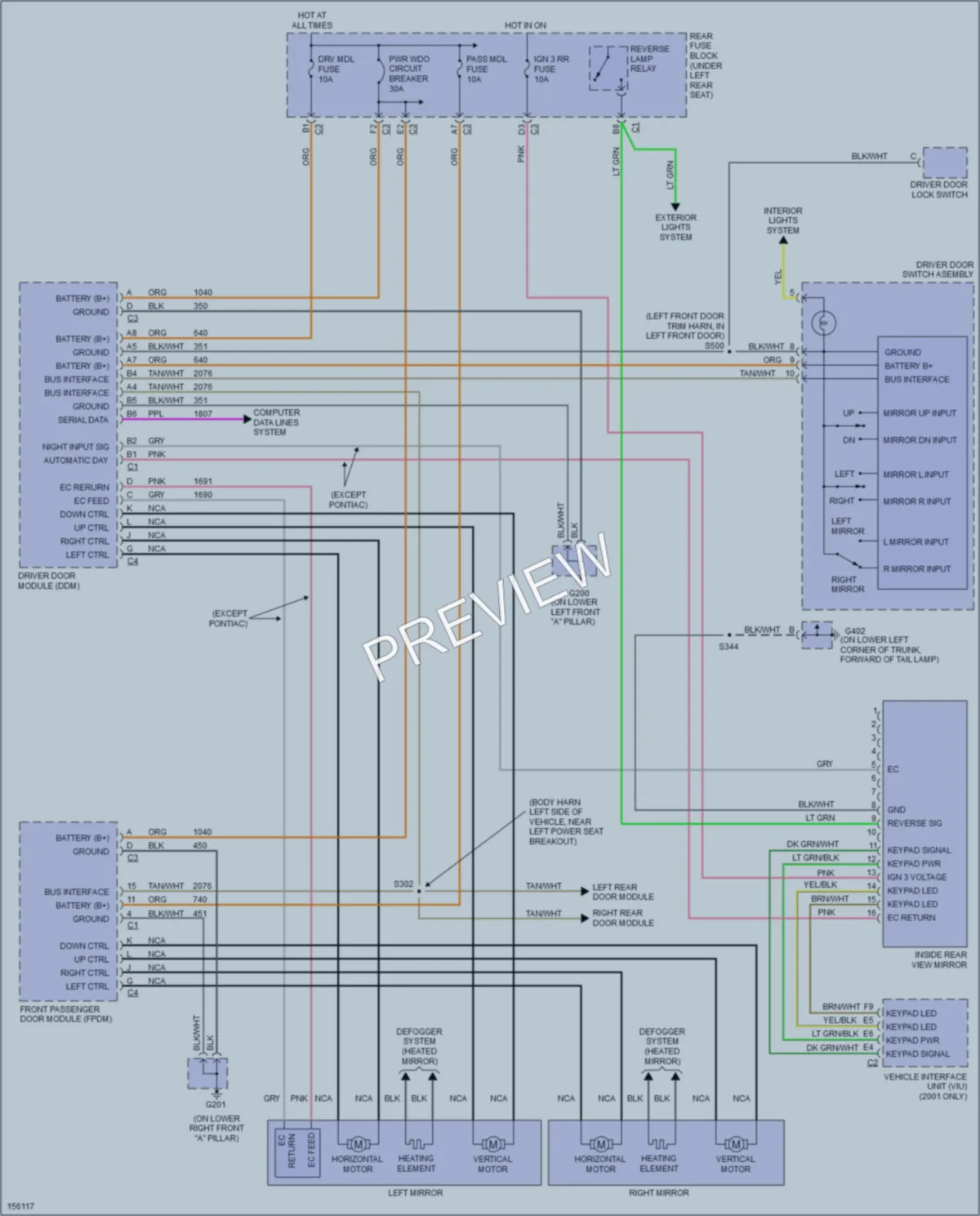 2003 Pontiac Bonneville Power Mirrors wiring diagram preview