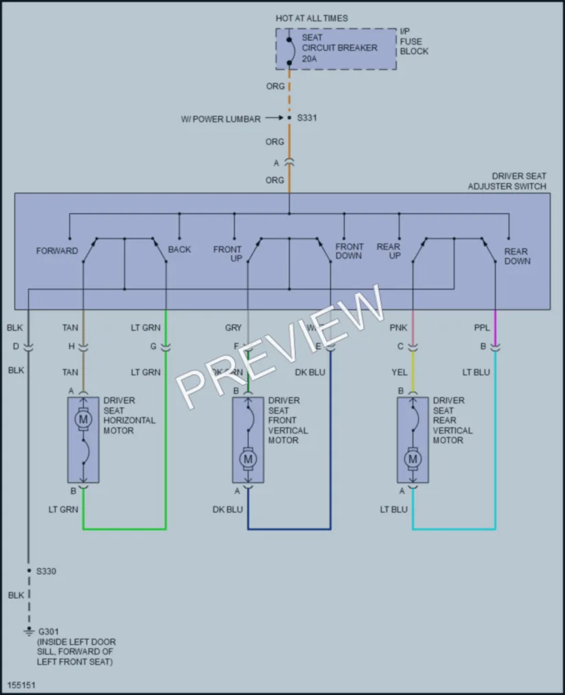 2003 Pontiac GrandPrix Power Seats wiring diagram preview