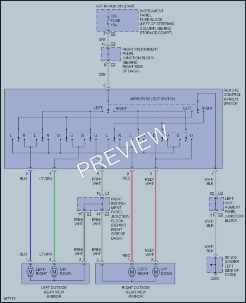 2003 Pontiac Vibe Power Mirrors wiring diagram preview