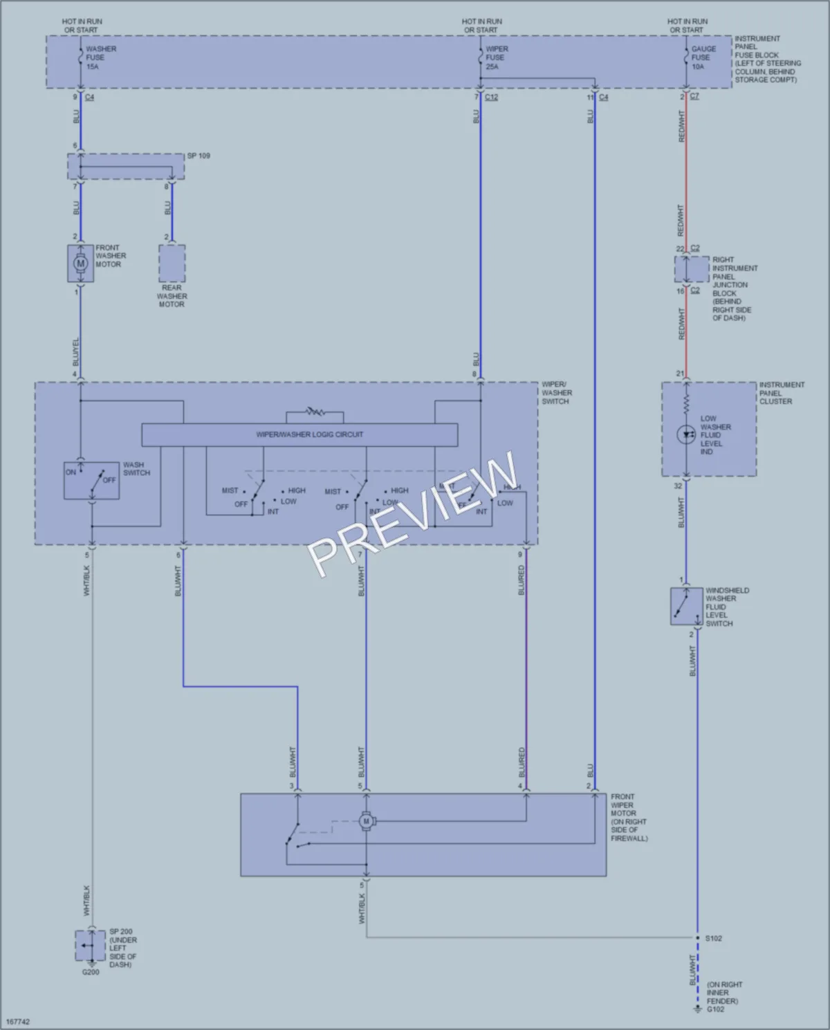 2003 Pontiac Vibe Wiper Washer wiring diagram preview