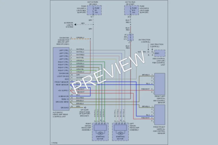 2003 Porsche 911 Headlights wiring diagram preview