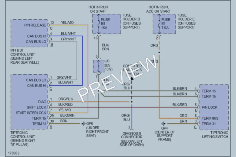 2003 Porsche 911 Shift Interlock wiring diagram preview