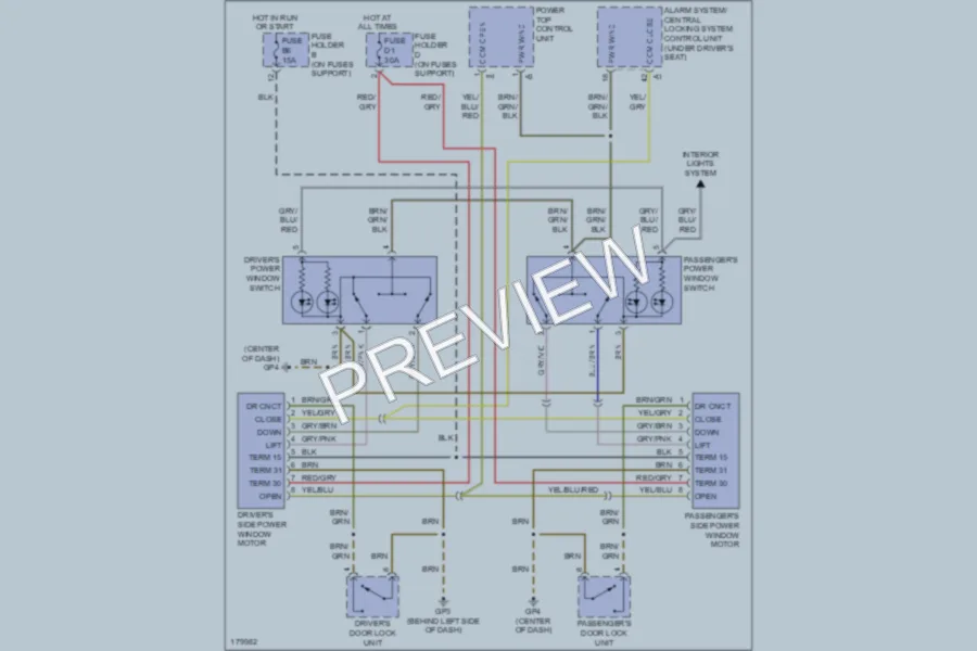 2003 Porsche Boxster Power Windows wiring diagram preview