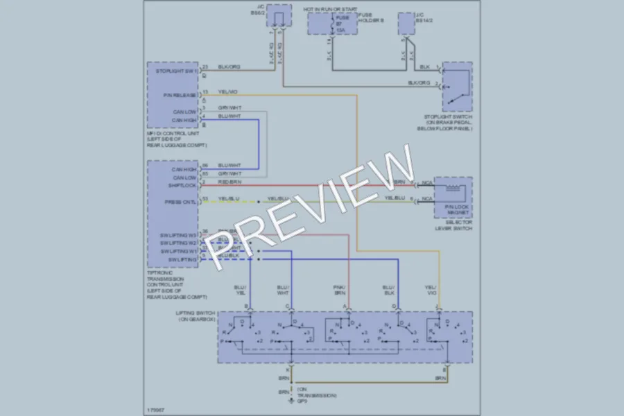 2003 Porsche Boxster Shift Interlock wiring diagram preview