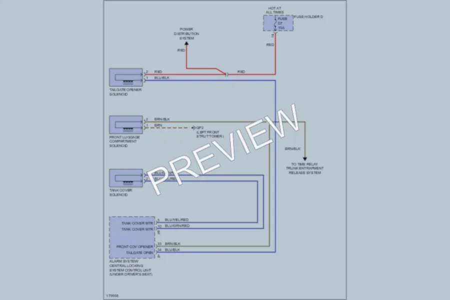 2003 Porsche Boxster Trunk Tailgate Fuel Door wiring diagram preview