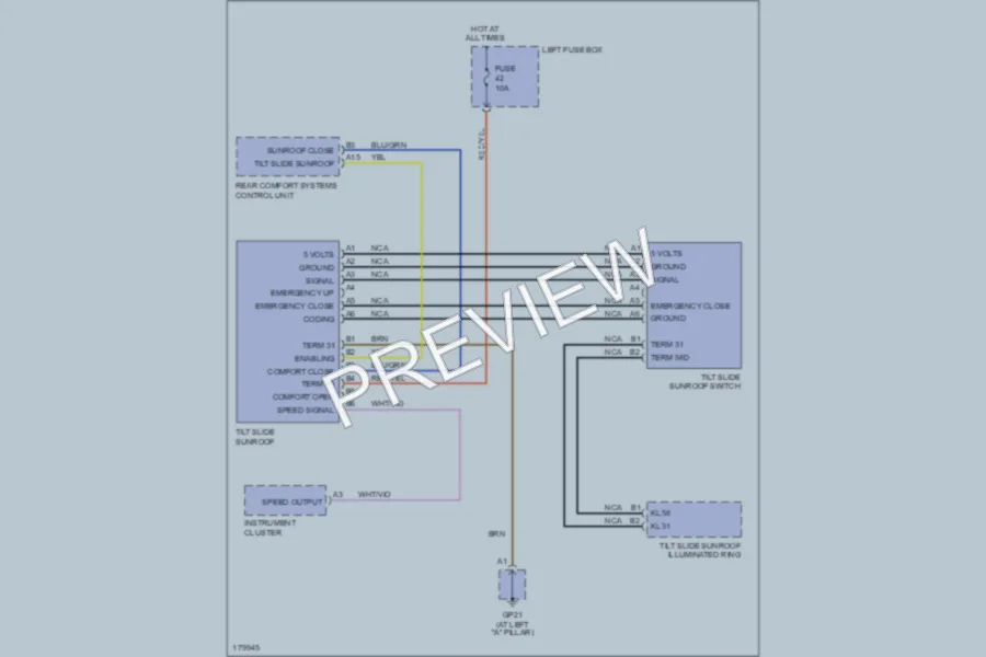 2003 Porsche Cayenne Power Top Sunroof wiring diagram preview