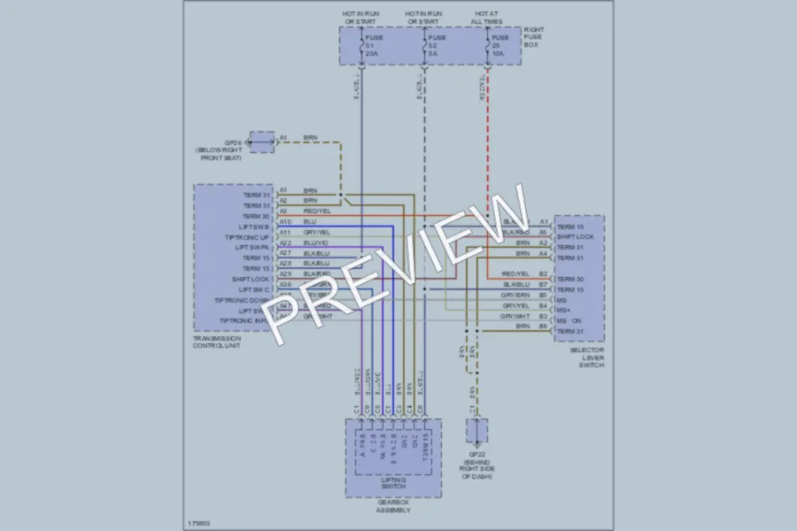 2003 Porsche Cayenne Shift Interlock wiring diagram preview