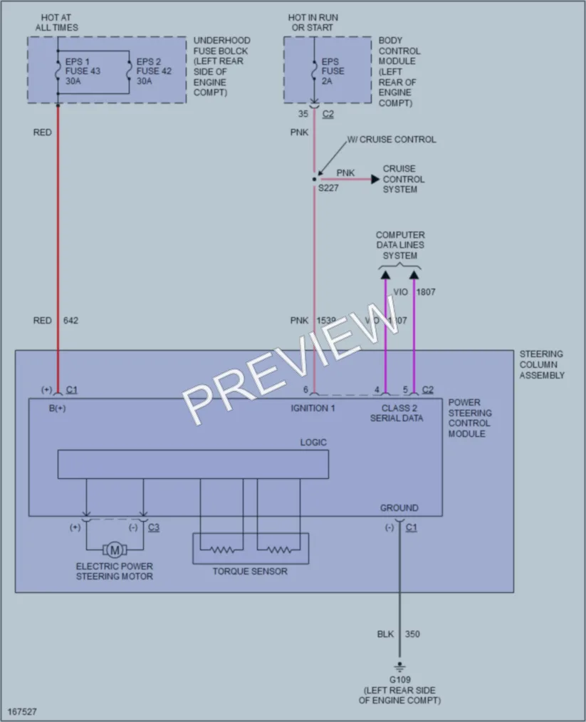 2003 Saturn ION3 Electronic Power Steering wiring diagram preview