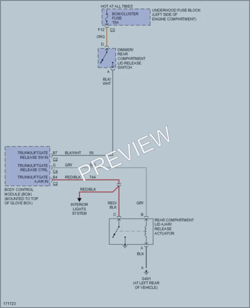 2003 Saturn L200 Trunk Tailgate Fuel Door wiring diagram preview