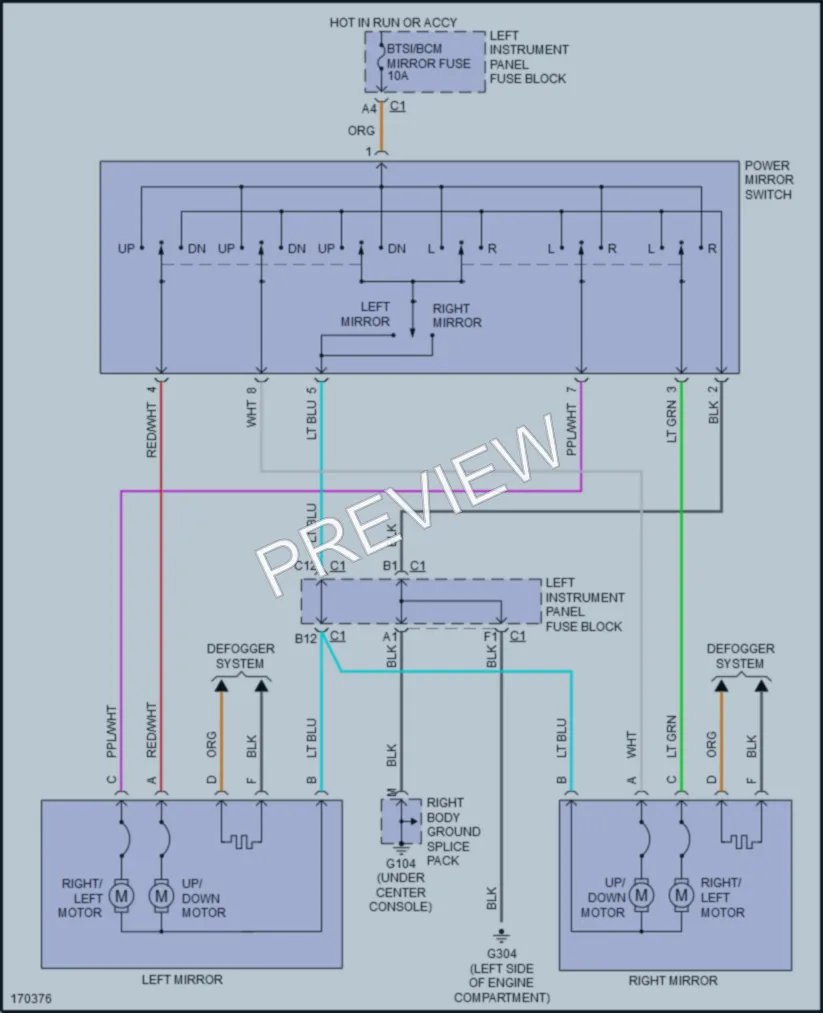 2003 Saturn LW300 Power Mirrors wiring diagram preview