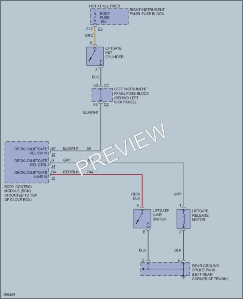 2003 Saturn LW300 Trunk Tailgate Fuel Door wiring diagram preview